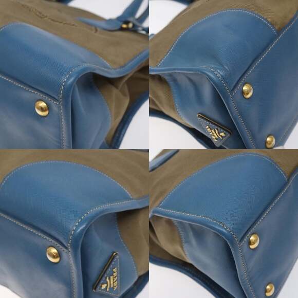 PRADA Hand Bag Canvas Beige Gold - Picture 10 of 13